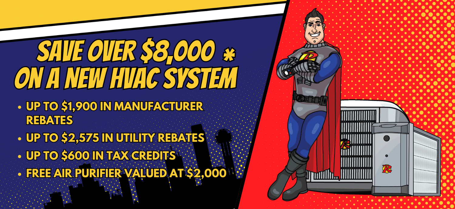 RAC April 2025 Offer Graphic Save up to $8,375* on a new HVAC System graphic